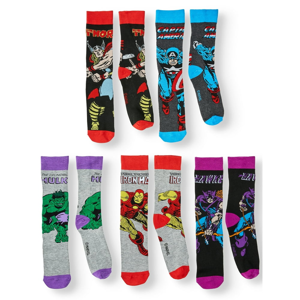 Marvel Men's Marvel Avengers 5Pack Socks, Various Characters
