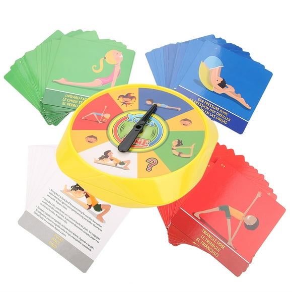 Jeu de Yoga, Jeu Interactif de Pose de Yoga en Plastique + Cartes en Papier pour Parents et Enfants, Jaune