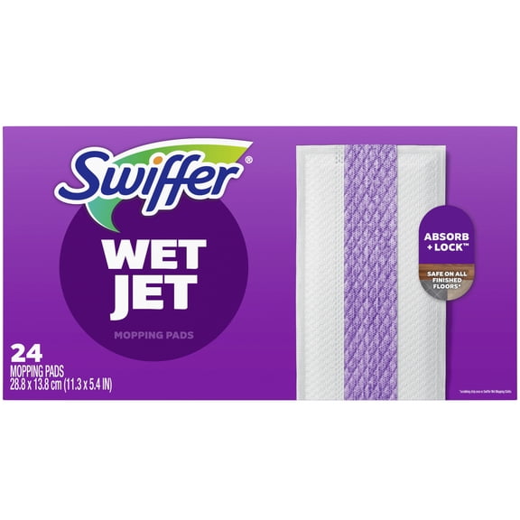 Swiffer 08443 WetJet 11.3 in. x 5.4 in. System Cloth Refills - White (24-Piece/Box, 4 Boxes/Carton)