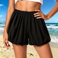 thumbnail image 4 of Daiosportswear Women's Solid Lightweight Flow Balloon Shorts Elastic Waist Daily Beach Casual Bottoms Black L(L), 4 of 8