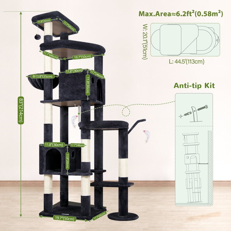 Globlazer 83-Inch Heavy Duty Cat Tree, Dark Gray photo 3