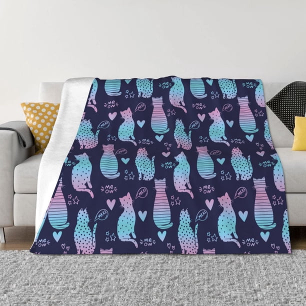 Fotbe Silhouette Cats Manta de Franela con Estampado, Manta Ultrasuave para Cama, Sofá, Auto, Hipoalergénica y Antibolitas-40"x30"