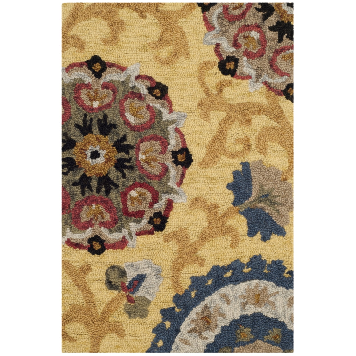 SAFAVIEH Blossom Danny Floral Wool Area Rug, Gold/Multi, 8' x 8' Square
