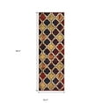 thumbnail image 3 of 8' Red Blue Quatrefoil Power Loom Distressed Stain Resistant Runner Rug, 3 of 7