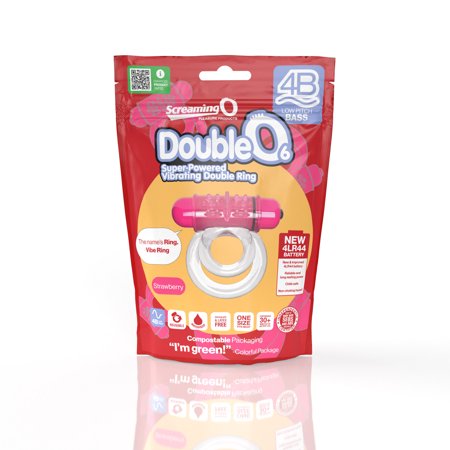 Screaming O 4B DoubleO 6 Vibrating Double Cockring Strawberry