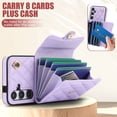 thumbnail image 3 of Dteck Crossbody Strap Case for Samsung Galaxy S24,Magnetic Leather Card Slots Women Case Shockproof Kickstand Back Cover with Shoulder Strap for Galaxy S24,Violet, 3 of 9