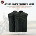 thumbnail image 4 of Daniel Smart Biker Vest for Men Premium Cowhide Black Leather Motorcycle Vest with Unique Scoop Collar Design, 4 of 6