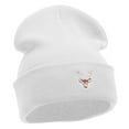 thumbnail image 4 of Mini Stag Embroidered 12 Inch Long Knitted Beanie - White OSFM, 4 of 5