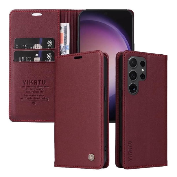 Funda para Samsung Galaxy S24 Ultra Estuche de Cuero PU Tipo Cartera con Ranuras para Tarjetas y Cierre Magnético