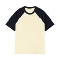 thumbnail image 1 of Men's Patchwork Round Neck T-Shirt - Color Contrast, Retro, Loose Short Sleeve, for Daily Style, 1 of 5