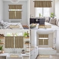 thumbnail image 6 of Vintage Brown Kitchen Curtains Sets for Windows 24 Inch Length, Farmhouse Retro Dark Solid Color Linen Texture Rod Pocket Window Treatments Tier Curtains and Valances Set for Bedroom/Bathroom, 6 of 8