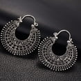 thumbnail image 3 of UDIYO Retro Ethnic Hollow Out Carving U-Shaped Basket Women Wire Hoop Drop Earrings, 3 of 6