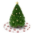 thumbnail image 3 of Christmas Tree Skirt,White Christmas Santa Pattern Christmas Tree Decor with Red Ribbon Ties,Round Shape,Christmas Decorations for Home 36"x36", 3 of 7