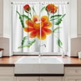 thumbnail image 2 of Ambesonne Garden Kitchen Curtains, Daffodils in Watercolors, 55"x39", Orange Green, 2 of 3