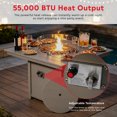 thumbnail image 3 of CostaElm 42'' Outdoor Propane Fire Pit Table, 55,000 BTU Heat Output Square Fire Pit Table with Glass Wind Guards & Removable Lid for Outside Patio, All-Weather HDPE Material, Weathered Wood, 3 of 7