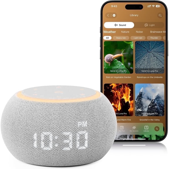 Hotmoon Luna Pro Smart White Noise Machine, Sleep Sound Machine with Alarm Clock, App Control, Sleep Routine, 507 Relaxing Sounds and Night Light