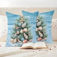 thumbnail image 4 of Pack of 2 Outdoor Pillow Covers 24x24 Inch Waterproof Blue Coastal Christmas Throw Pillow Covers,Decorative Couch Pillow Shams Protectors Nautical Summer Beach Shell Conch Patio Cushion Pillowcases, 4 of 8