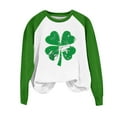 thumbnail image 5 of St Patricks Day Sweatshirt Women Green Long Sleeve Shirts Shamrock Crewneck Sweatshirt Color Block Raglan Tops Cute St Patricks Day Shirt Women, 5 of 5