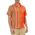 thumbnail image 4 of INSPIRE CHIC Men's Shirts Short Sleeve Summer Cotton Patchwork Button Down Shirts M Yellow Orange, 4 of 6