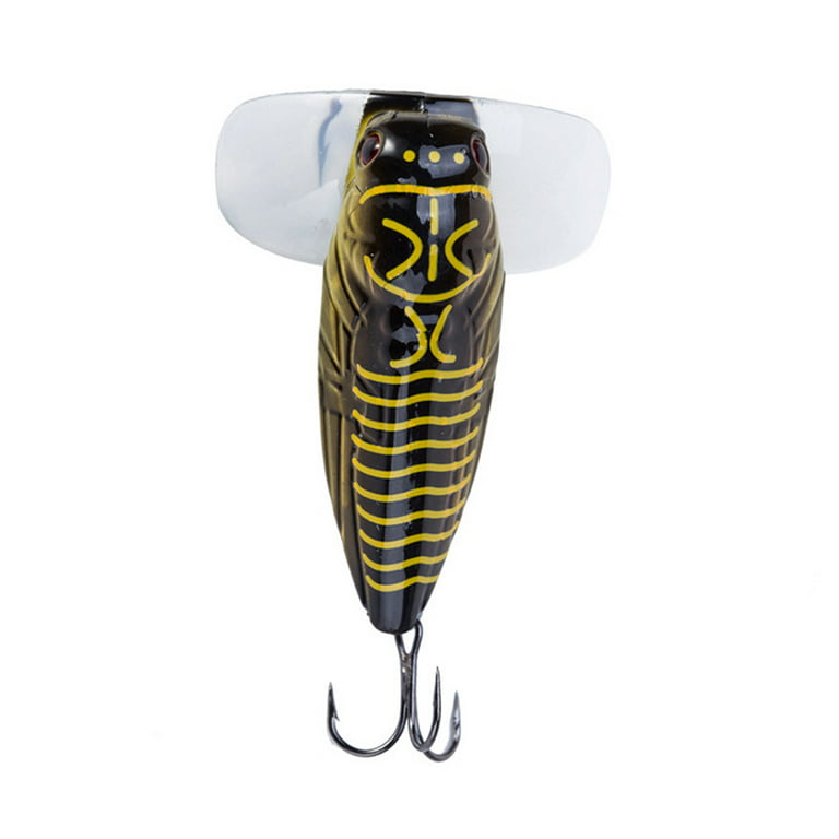 Yixx Artificial Plastic Cicada Fishing Topwater Lure Floating Insect Bait  with Hook 