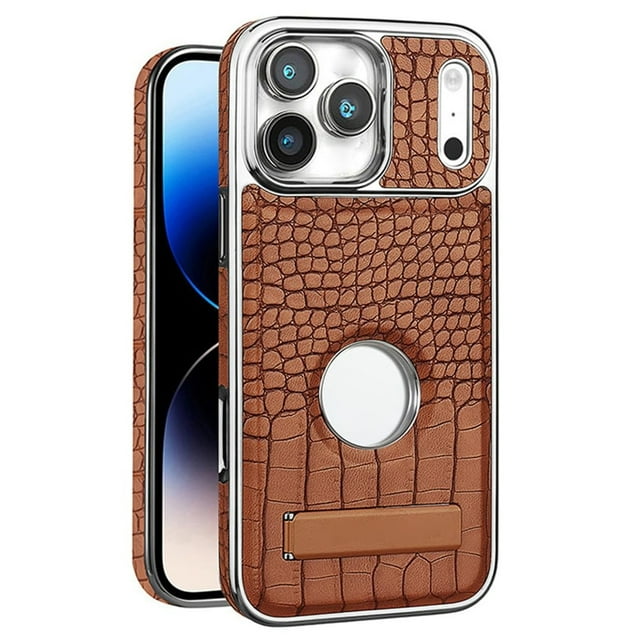 Case For IPhone 17 Pro Max/17 Pro/17 Air/17, Crocodile Pattern Magnetic Cover Metal Kickstand Shell Slim Retro Case