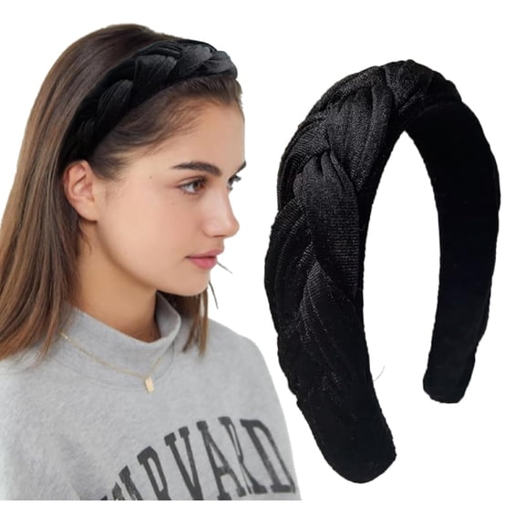 Velvet Fasion Headband for Women Headbands for Girls Braided Wide Head Bands for Women's Face Wash Hairband Hair Accessories (Black)