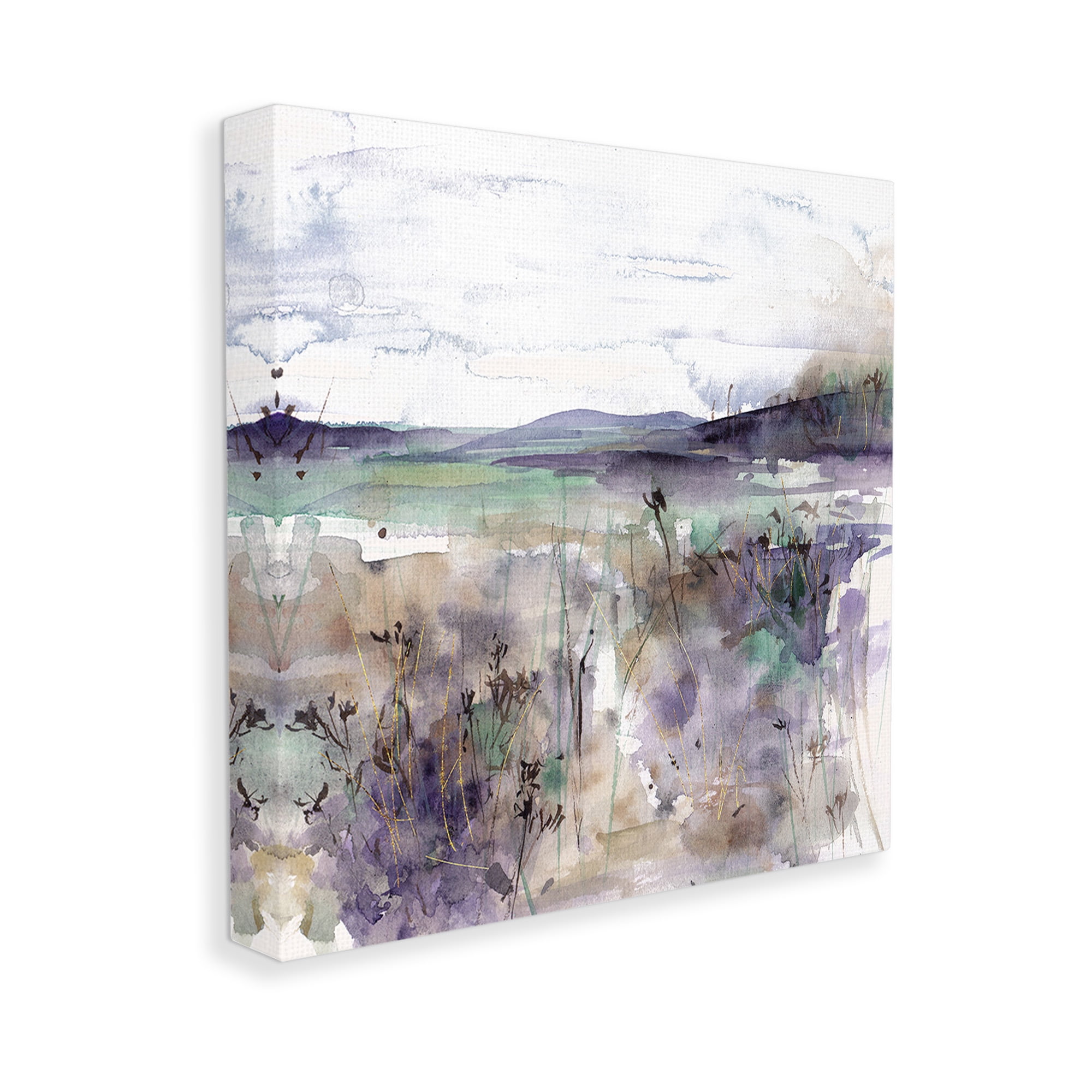 Stupell Industries Purple Mountain Distortion Landscape Painting Gallery Wrapped Canvas Art Print Wall Art, 24 x 24