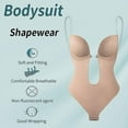 thumbnail image 2 of Purple Body moldeador de cuerpo con escote en V profundo para mujer, Body sin tirantes y espalda descubierta, ropa moldeadora, Tanga sin costuras, monos completos, 2 of 5