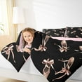 thumbnail image 4 of Feelyou Ballet Shoes Girls Queen Comforter Set, Black Pink Bowknot Bedding Sets, Kawaii Princess STyle Reversible Bedding Comforter Set, Breathable Home Decor, 3pcs, 4 of 8