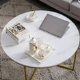 thumbnail image 4 of JINS&VICO Marble Simple Round Coffee Table White 35.43 x 35.43 x 19.1 inch, 4 of 7