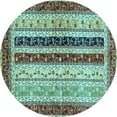 thumbnail image 1 of Ahgly Company Indoor Round Abstract Light Blue Modern Area Rugs, 5' Round, 1 of 4