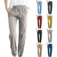 thumbnail image 5 of Yuanlook Womens Tapered Pants Comfy Cotton Linen Drawstring Elastic Waist Pants Casual Trousers with Pockets, 5 of 5
