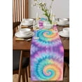 thumbnail image 4 of Colorful Tie Dye Table Runner Cotton Linen 90 Inch Holiday Dresser Scarves, Rainbow Ombre Abstract Pattern Art Tablerunner for Kitchen Coffee Dining Bedroom Living Room Dinner Scarf Décor 13''x90'', 4 of 9