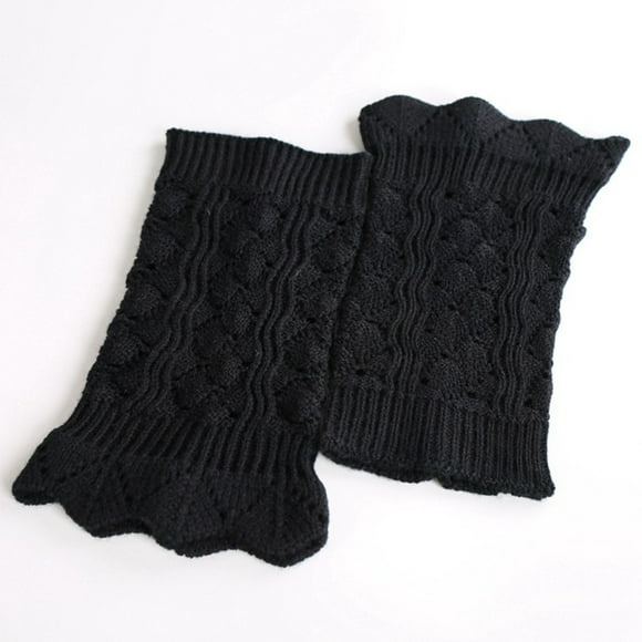 Jambières Femmes Mode Crochet Couleur Unie Tricotées Bordure en Dentelle Poignets de Bottes Hauts Courts Doux Chaussettes de Jambe Jambières pour Femmes