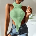 thumbnail image 2 of Birdeem Femmes Décontracté Uni Sans Manches à Col Licou Débardeur Chandail Blouse Gilet Hauts, 2 of 6