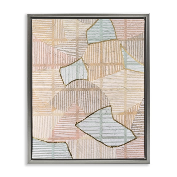Stupell Industries Bohemian Stripe Patterned Abstraction Gray Floating Frame Canvas Art, 17 x 21, by Vanna Lam