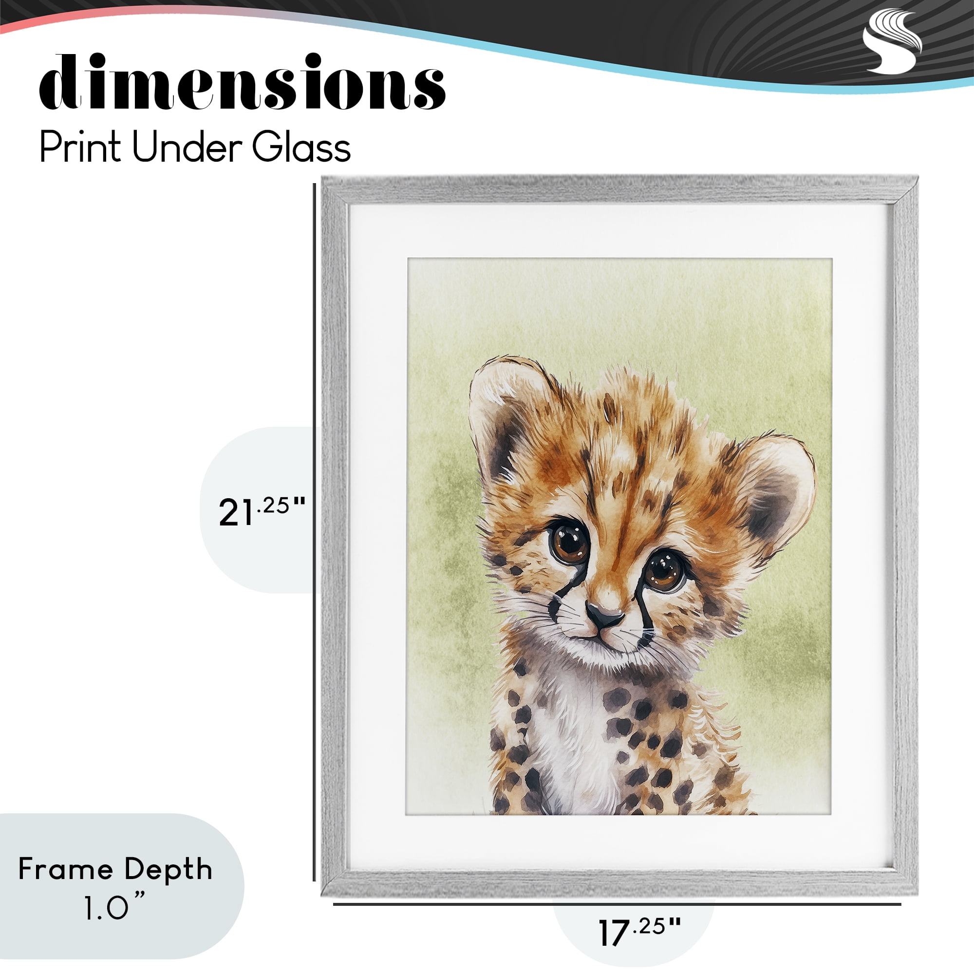 Stupell Industries Jungle Friends Baby Cheetah Gray Framed Print Under Glass, design by Christine Simpson Art