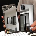 thumbnail image 1 of Funda de teléfono con espejo de borde negro para iPhone 14 13 12 11 Pro Max X XS MAX XR, funda protectora de TPU suave para iPhone 7 8 PLUS, funda con espejo Tan Jianjun unisex, 1 of 1