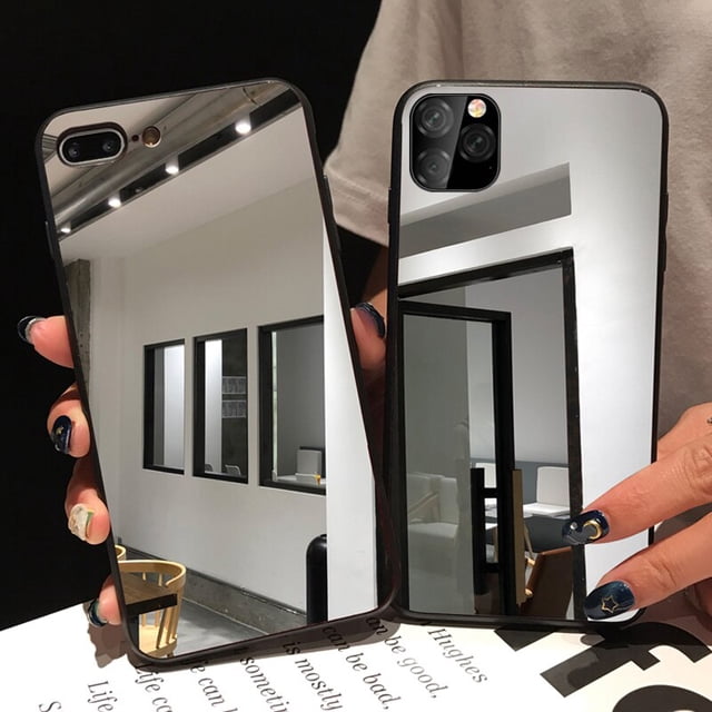 Funda de teléfono con espejo de borde negro para iPhone 14 13 12 11 Pro Max X XS MAX XR, funda protectora de TPU suave para iPhone 7 8 PLUS, funda con espejo Tan Jianjun unisex