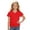 Red, variant on WAYUTE Shirts for Girls Solid Color V Neck Short Sleeve Chiffon Blouse Breathable Summer Top for Casual Loose Fit Daily Wear,White,Size 11 Y-12 Y