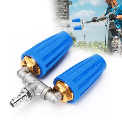 Dual Turbo Nozzle Pressure Washer,360° Rotating Twin Power Washer Nozzle,4000 PSI,4-6 GPM,2.5 Orifice,1/4" Quick Connect