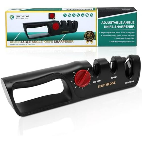 3-in-1 Adjustable Knife Sharpener 14°-24° Angles for Kitchen, Fillet, Pocket Knives & Scissors - Tungsten Steel Ceramic Non-Slip Precision Sharpening Tool Gift$$Home Decor, Kitchen, & Other
