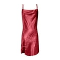 thumbnail image 5 of DHFJKG Side Slit Nightgowns For Women Silk Satin Cowl Neck Spaghetti Strap Mini Sleep Dress Backless Summer Fashion Loungewear Soft Home Clothes, 5 of 6