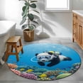 thumbnail image 4 of Funny Panda Diving Round Living Room Rugs 4 ft, Seafloor Corals Fish Oceans Modern Washable Area Rug with Non-Slip Sturdy Edge Binding Round Carpet for Entryway Kitchen Bedroom Bathroom, 4 of 9