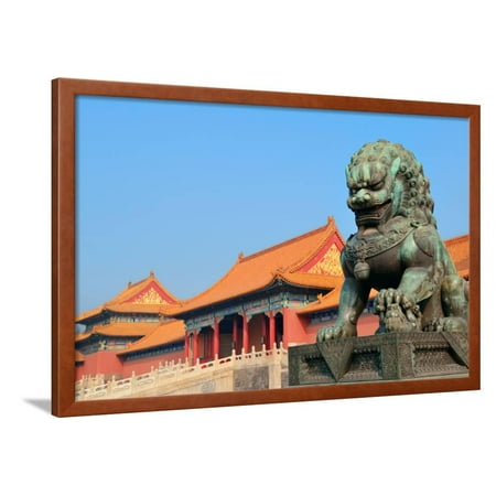 Chinese Lion Statue For Sale Lion Statue and Historical Architecture in Forbidden City in Beijing, China. Framed Print Wall Art By Songquan Deng ()