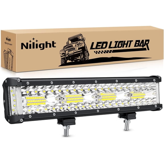 Nilight Side Shooter Light Bar 12Inch Triple Row Spot Flood Combo Work Off Road Lighting on Truck SUV ATV UTV