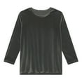 thumbnail image 5 of Tops for Women 3/4 Sleeve Round-Neck Velvet Solid Color Casual T-shirt Dark Gray S, 5 of 6