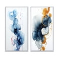 thumbnail image 2 of Designart "Childhood Memories Liquid Blue Ink Abstract" Abstract Painting Framed Wall Art Set Of 2 - Modern Blue Frame Gallery Set For Office Decor, 2 of 6