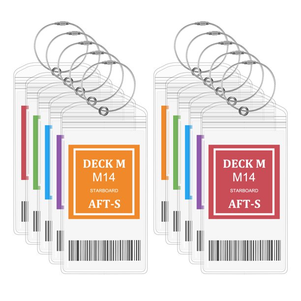 Rumbeast 10Pcs Cruise Luggage Tags Holder with Zip Seal & Steel Loops