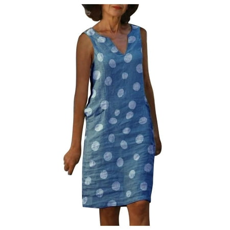 

Dresses for Women Womens Dresses Women Casual Boho Print Dress V-Neck Big Swing Short Sleeve Loose Mini Dress on Clearance Summer Dresses Womens Tops Dressy Casual Blue 2XL